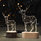 【空明家】宜家创意小鹿灯夜灯创意圣诞节礼物北欧实木小鹿台灯