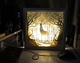 3D 镂空立体纸雕装饰画 巨鹿 腾讯月饼盒创意纸艺 床头夜灯 礼物