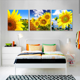 装饰画客厅现代简约 三联无框画挂画卧室床头墙画 壁画向日葵