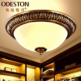 饰欧式全铜吸顶灯美式复古书房间卧室灯具简欧艺术圆形LED纯铜灯