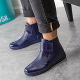 2016新款男雨鞋粘贴型雨靴英伦韩版仿帆布水鞋晴雨鞋加棉保暖防水