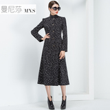 2016韩版秋装新款修身立领风衣气质显瘦单排扣女装外套超长款大衣