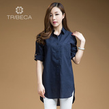 TRIBECA/翠贝卡T61Y02L207 专柜同款淑女风中长款镂空短袖衬衫