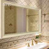 伯仑 美式豪华浴室镜复古做旧欧式浴室柜镜子壁挂卫生间装饰镜子