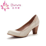 Daphne/达芙妮女单鞋紧口鞋中跟圆头舒适粗跟简约单鞋1013101055