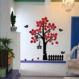 童房贴画树木小鸟墙贴3D立体亚克力镜面墙贴客厅卧室大型墙贴树儿