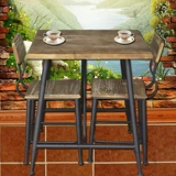 美式乡村铁艺餐桌椅组合实木餐饮休闲桌椅奶茶店桌椅咖啡厅桌椅