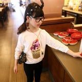 2016春款女童蝙蝠衫长袖卫衣中小儿童韩版套头卡通上衣潮宝宝秋装