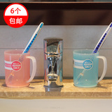 日本进口加厚塑料漱口杯创意牙缸杯情侣洗漱杯透明水杯儿童刷牙杯