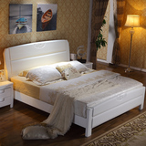 新款实木床 现代中式实木1.51.8米橡木高箱床带储物 双人白色家具