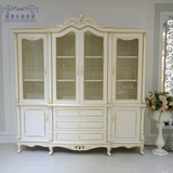 简约欧式实木书柜 特价新古典组合书橱 美式客厅白色高柜