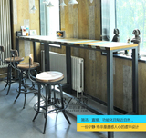 美式铁艺工业高吧台茶几咖啡桌复古做旧处理彩色实木餐桌子公家用