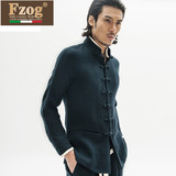 FZOG/费佐格 时尚休闲中国风唐装 柔软透气汉麻纯色长袖男装上衣