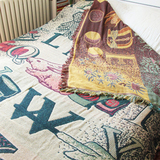 北欧复古纯棉沙发垫外贸 沙发巾全盖美式乡村软坐垫地毯加厚线毯
