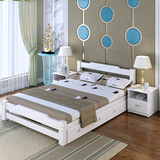 全实木家具床双人1.8单人1米成人1.5松木床一米2简约现代白色特价