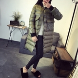 2015韩版冬装新款棉衣长袖薄款女款轻型羽绒棉袄中长款外套女大码