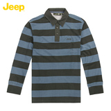 jeep吉普专柜同款男士T恤 纯棉条纹宽松长袖polo衫 JS12KT009