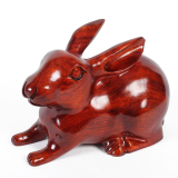 红木工艺品摆件 东阳木雕刻十二生肖兔子 实木质招财家居风水摆设