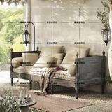 美式沙发出口法国外贸沙发床法式实木雕花复古做旧双人三人沙发