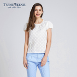 Teenie Weenie小熊夏季专柜正品女装蕾丝纯色短袖衬衫TTBA52502A