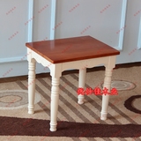 实木方凳欧式田园梳妆凳子地中海美式化妆凳象牙白色餐桌小方凳子