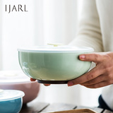ijarl创意保鲜碗 陶瓷微波炉冰箱饭盒便当盒带盖泡面碗密封保鲜盒