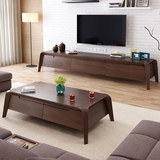 美式实木电视柜茶几组合 简约现代小户型北欧电视柜 客厅家具套装
