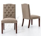 美式复古实木布艺餐椅咖啡厅椅欧式客厅新古典拉扣椅