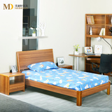 现代简约实木床 中式1.2米儿童床小户型单人床橡木木质公主婚床