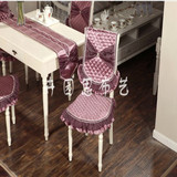 促销高档简爱欧式餐椅垫防滑鹿皮绒餐桌布桌旗韩式椅背套蕾丝台布