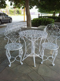 欧式高档铁艺桌椅三件套庭院咖啡室外花园阳台白色黑色梅花桌椅