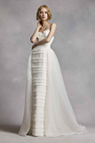 美国代购White by Vera Wang限量版修身层叠蕾丝珠饰吊带婚纱礼服