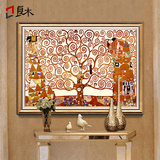 克林姆特生命树玄关装饰画欧式美式客厅横幅有框挂画现代油画壁画