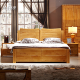 香柏木家具全柏木实木床婚床1.5双人床1.8米全实木抽屉高箱储物床