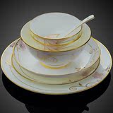 景德镇陶瓷器56头骨瓷餐具套装中式欧式简约家用碗筷碗盘碗碟套装