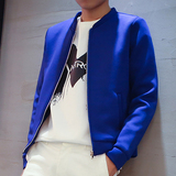 青年夹克男修身薄款大码学生棒球服韩版男士太空棉纯色外套潮男装