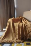 简约现代北欧样板房客厅土黄色纱线装饰沙发毯空调毯披毯出口外贸