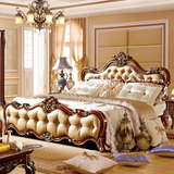 实木 欧式床 深色奢华 气动高箱储物 新古典 美式乡村床1.8米双人