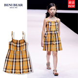 BENI BEAR2016夏季新款童装女童格子连衣裙儿童吊带纯棉夏装裙子