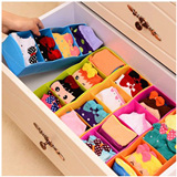 糖果色塑料四格多功能收纳盒 内衣袜子储物盒 化妆品盒桌面杂物盒
