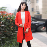 新款毛呢外套女 韩版修身纯色羊毛呢子长袖中长款羊毛大衣