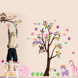 超大卡通森林动物墙贴纸儿童房卧室客厅背景幼儿园装饰可移除贴画