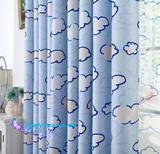高档环保印花全遮光窗帘布料成品卧室客厅落地窗现代儿童卡通蓝色