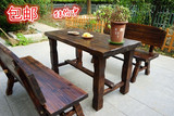 户外防腐实木家具中式餐桌椅子组合花园阳台桌椅休闲三件套厚板座