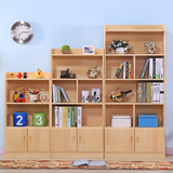 实木书柜书架自由组合储物柜儿童置物架学生书橱松木带门柜子定制