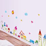 卡通儿童房间卧室墙壁可移除环保贴纸幼儿园教室走廊装饰贴画自粘