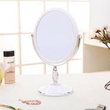 创意随身化妆镜镜台双面椭圆形桃木批发台式放大折叠大号欧式镜子