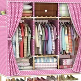 2016成人衣柜简约现代折叠组装布艺布衣柜双人实木儿童简易衣柜