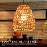 东南亚茶室餐厅咖啡厅服装店吊灯 创意个性酒吧复古圆形藤编灯罩