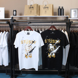 代购stussy世界经典巡游烫金双环N4字母男女圆领短袖T恤